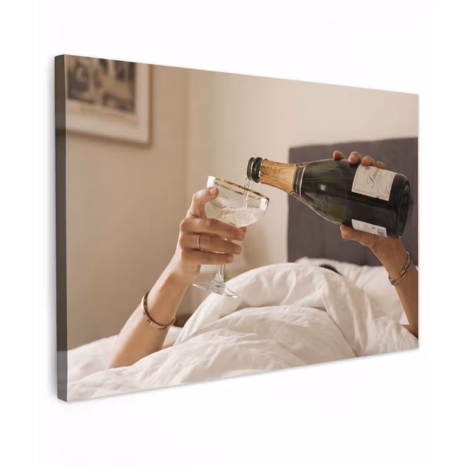 Champagne - Bed - Bubbels canvas 2cm klein -z3d