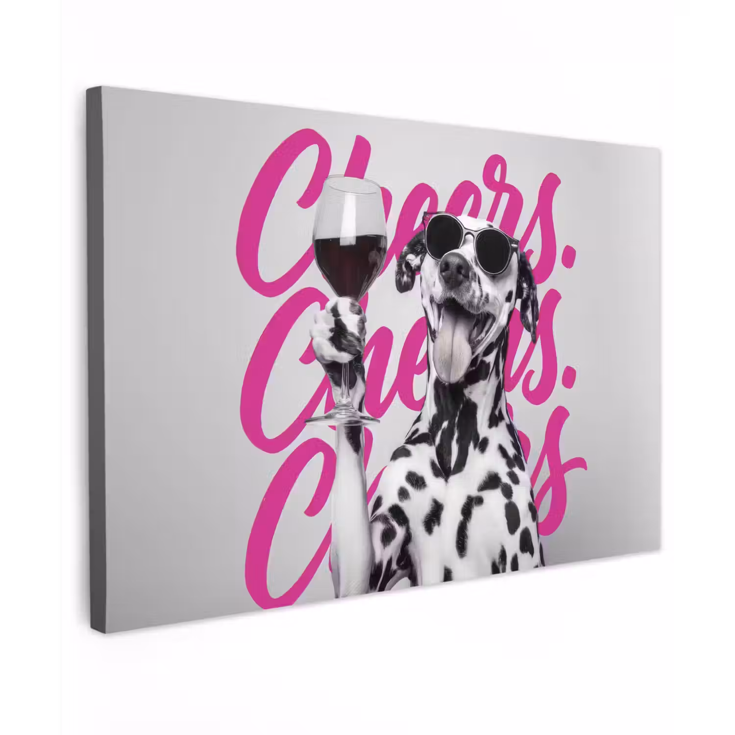Cheers - Hond - Roze - Wijn canvas 2cm klein -z3d