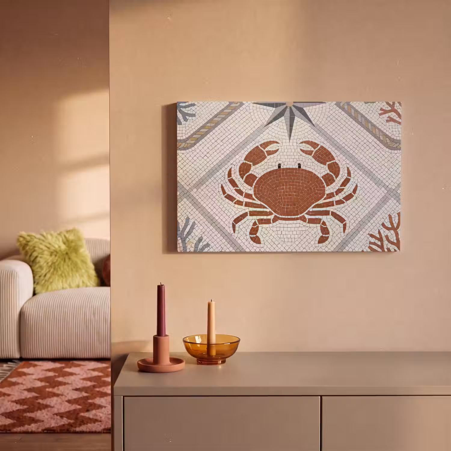 Dier - Mozaïek - Zee - Klassiek - Bruin canvas 2cm klein -sfeer1