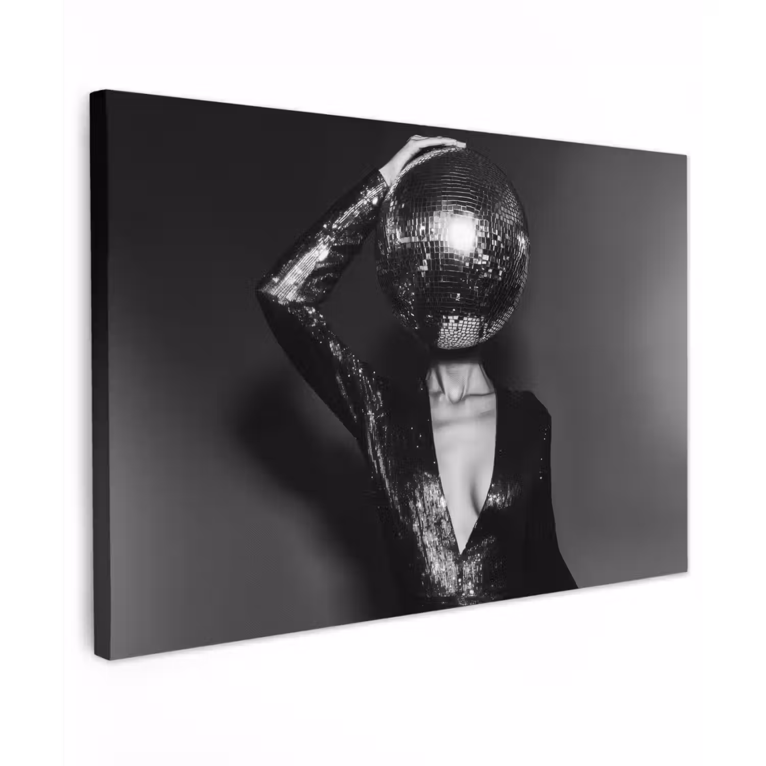 Discobal - Gezicht - Glamour - Zwart canvas 2cm klein -z3d