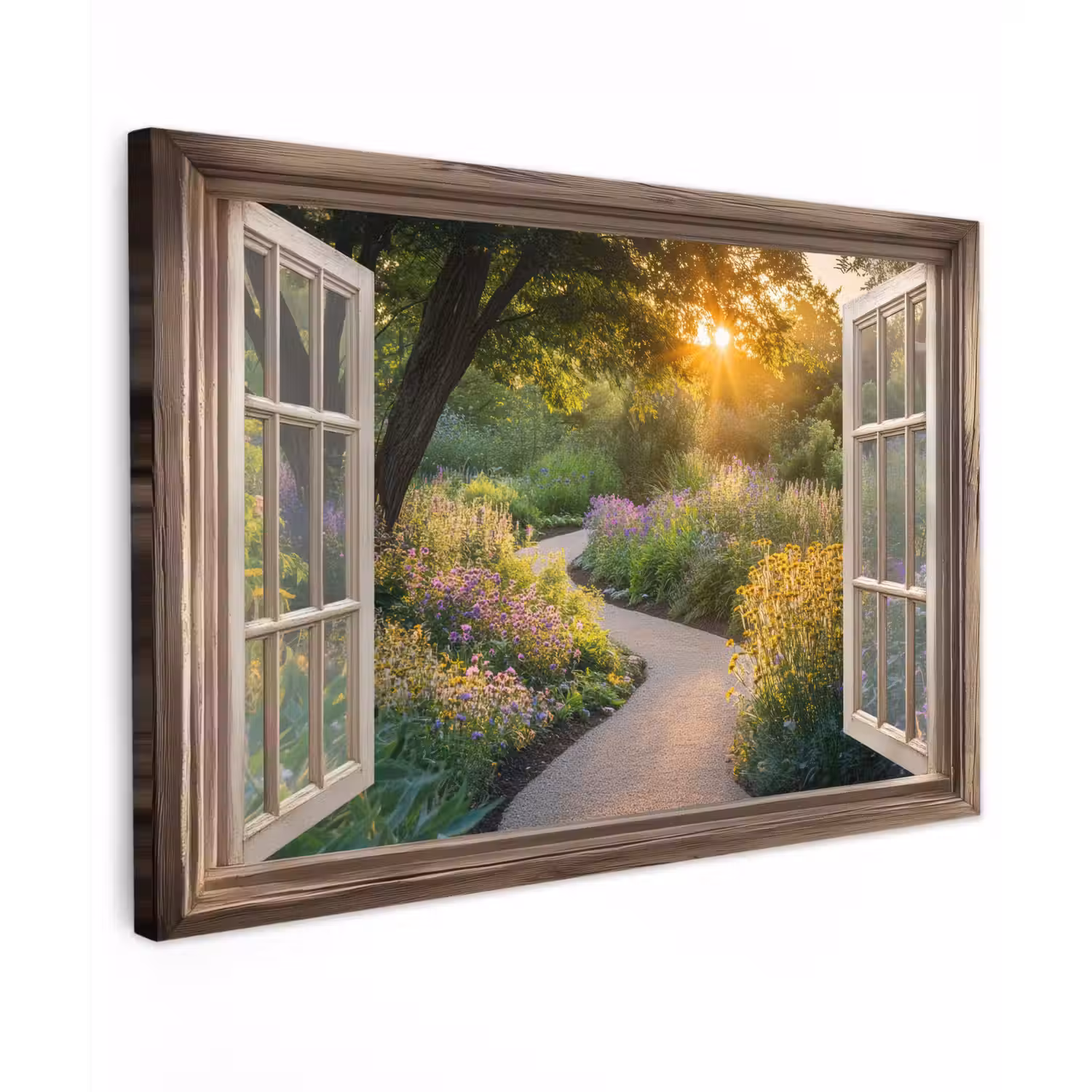 Doorkijk - Bloemen - Natuur - Zon - Pad canvas 2cm klein -z3d