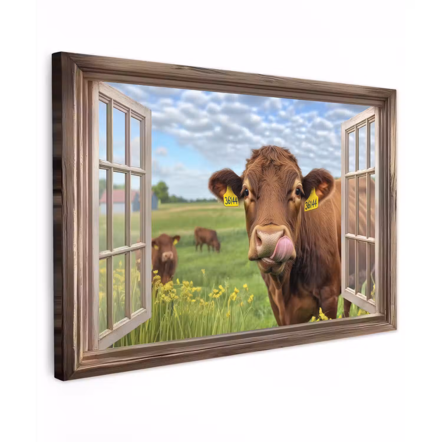 Doorkijk - Koe - Weiland - Landschap - Dieren canvas 2cm klein -z3d