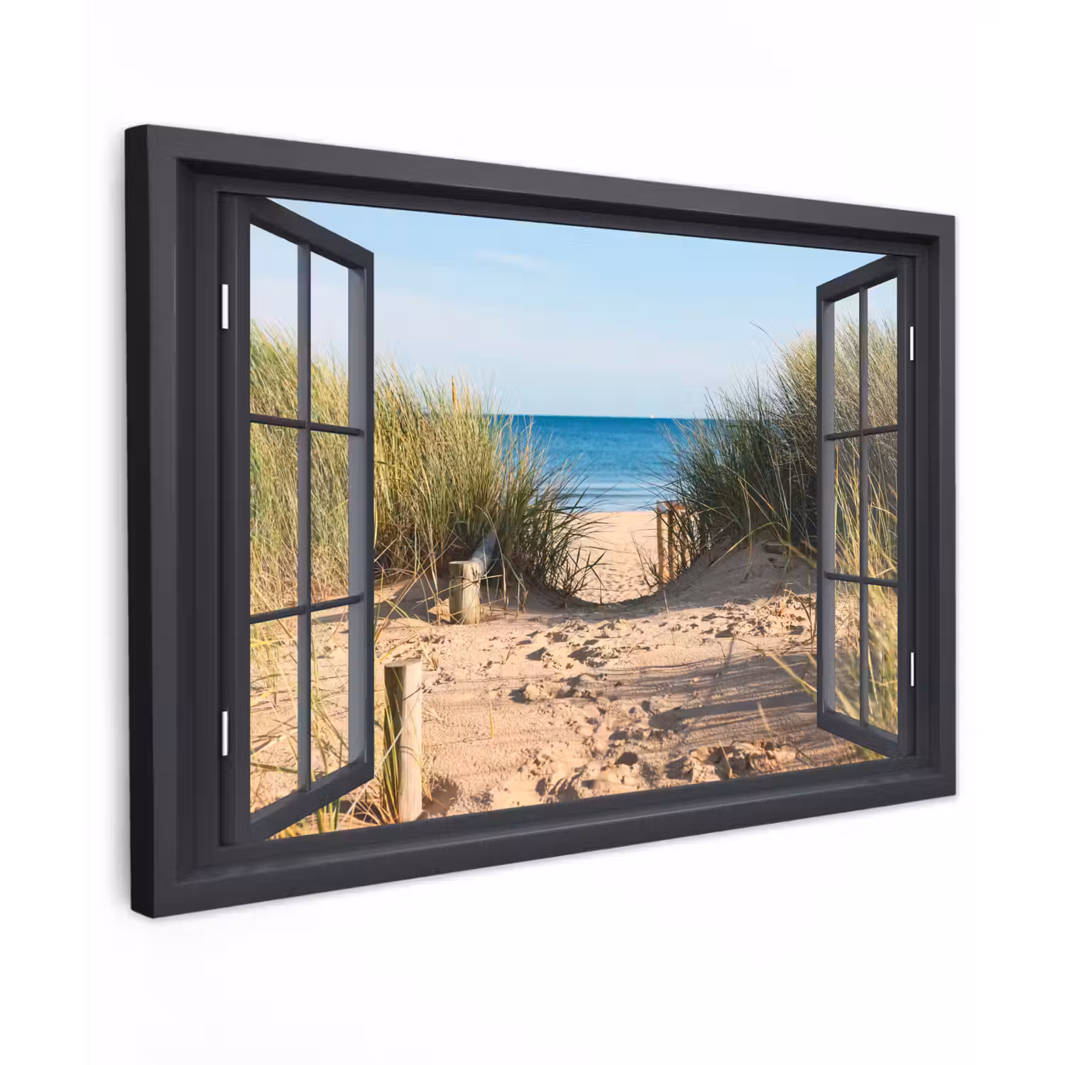 Doorkijk - Strand - Zee - Zand - Water - Helmgras - Duinen canvas 2cm klein -z3d