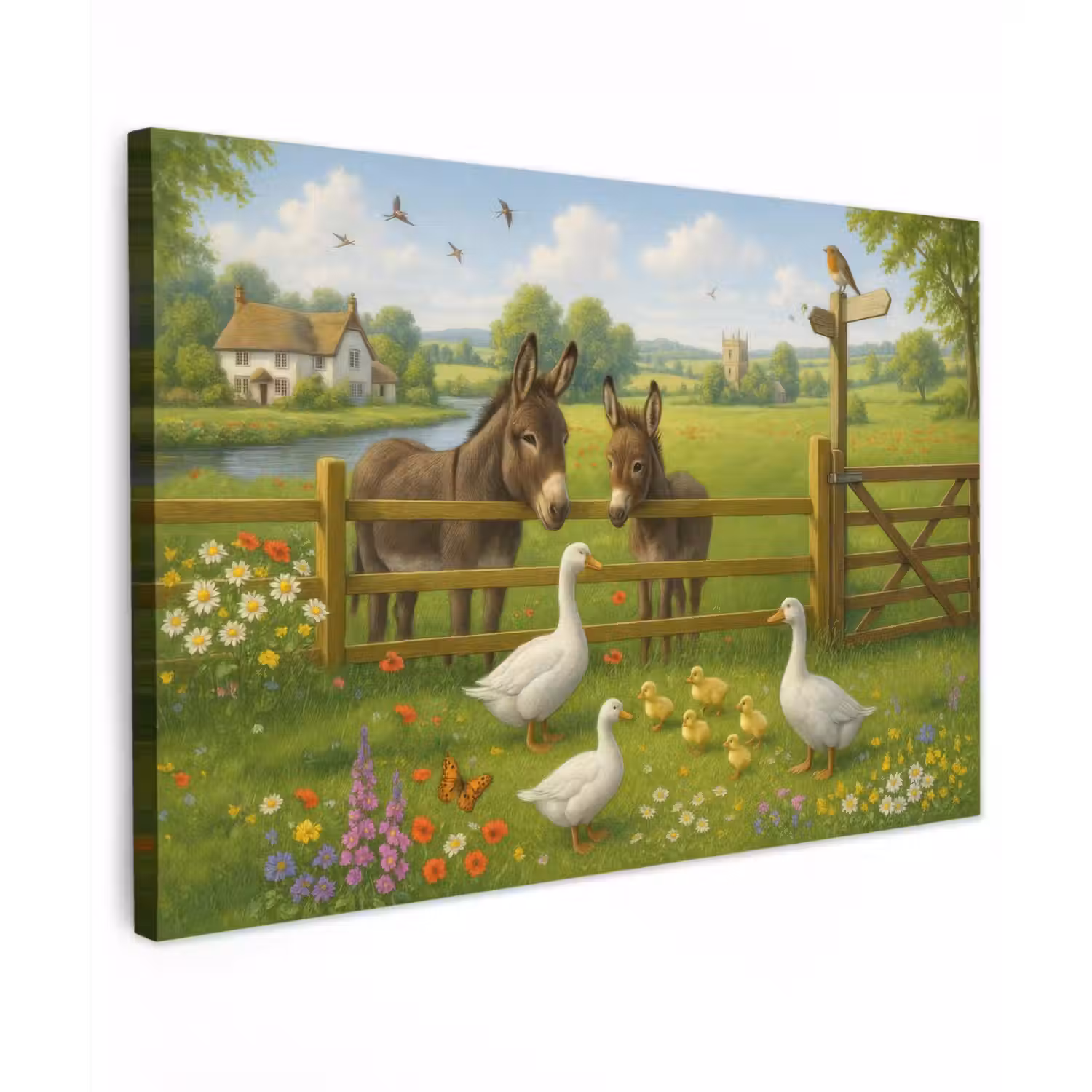 Ezels - Ganzen - Kleurrijk canvas 2cm klein -z3d