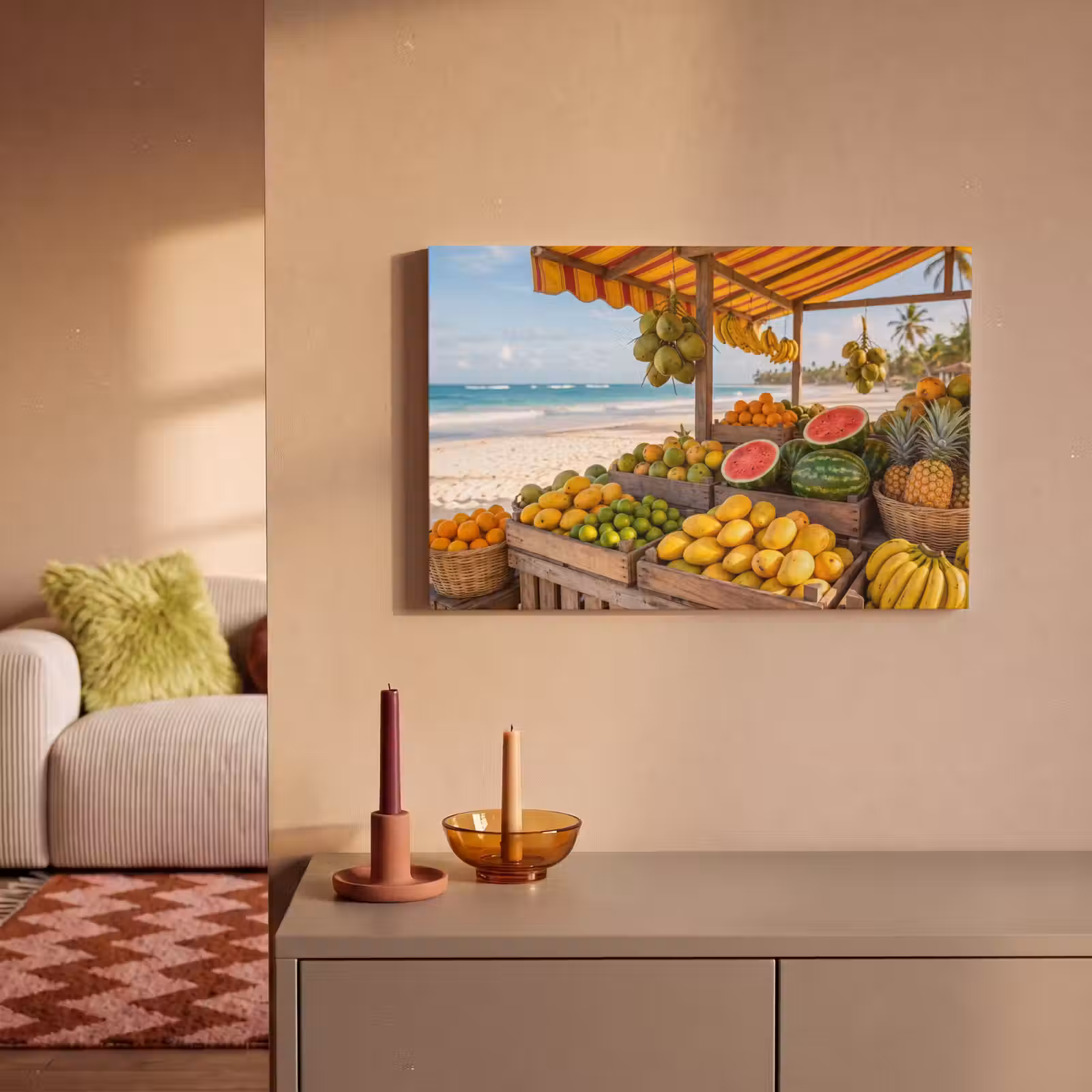 Canvas schilderij - Fruit - Strand - Tropisch - Fruit - Strand - Tropisch canvas 2cm klein