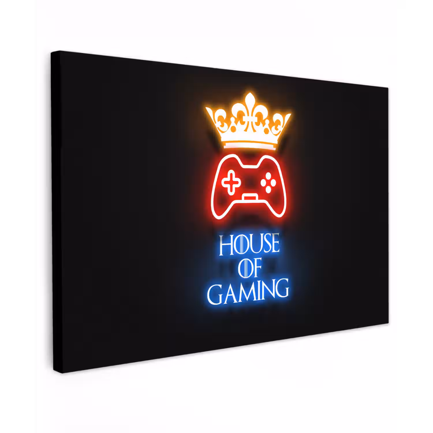 Gaming quotes - Neon - House of gaming - Kroon - Tekst canvas 2cm klein -z3d