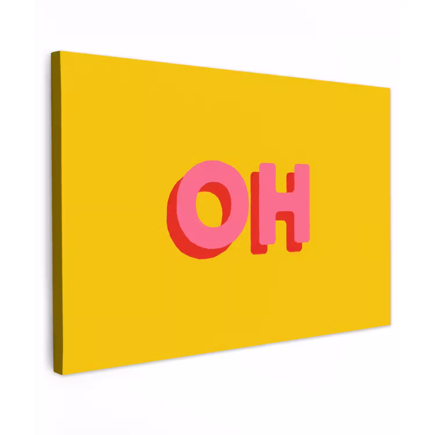 Geel - Roze - Oh - 3D canvas 2cm klein -z3d