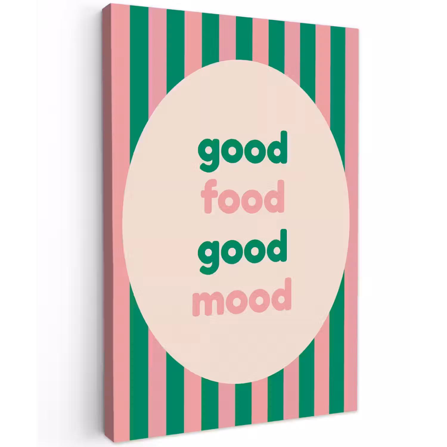 Gestreept - Quote - Ovaal - Roze canvas 2cm klein -z3d