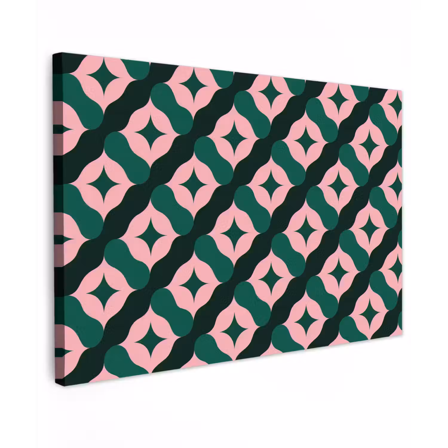 Groen - Roze - Retro - Sterren canvas 2cm klein 34 -z3d