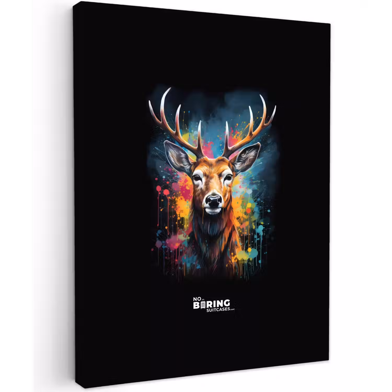 Hert met gewei tussen graffiti spray canvas 2cm klein -z3d