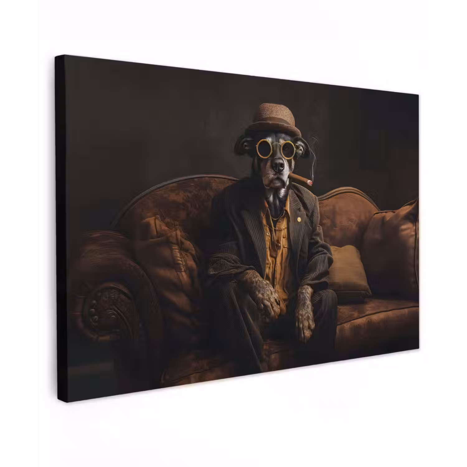 Hond - Sigaar - Hoed - Pak canvas 2cm klein -z3d