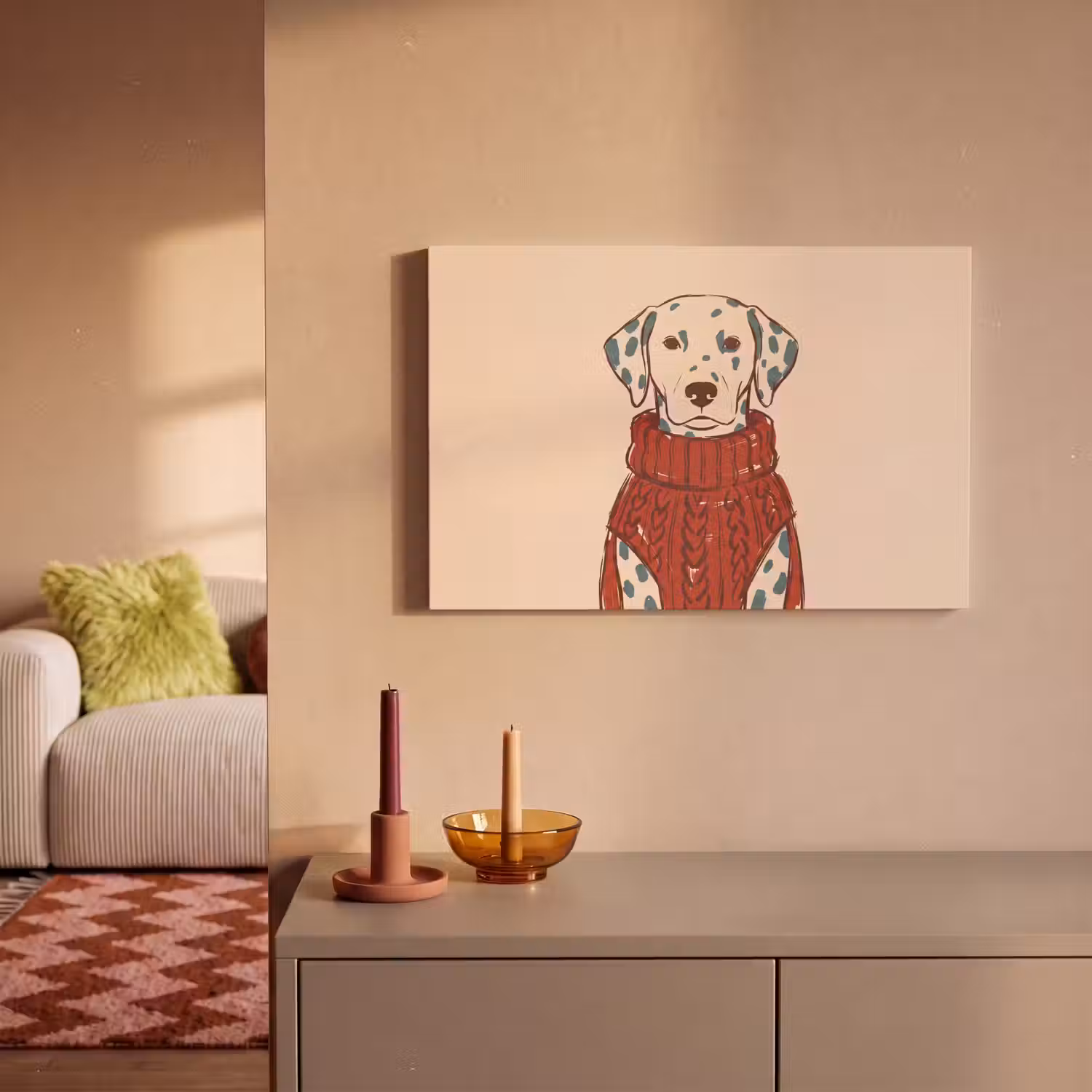 Hond - Trui - Winter - Dieren - Rood canvas 2cm klein -sfeer1