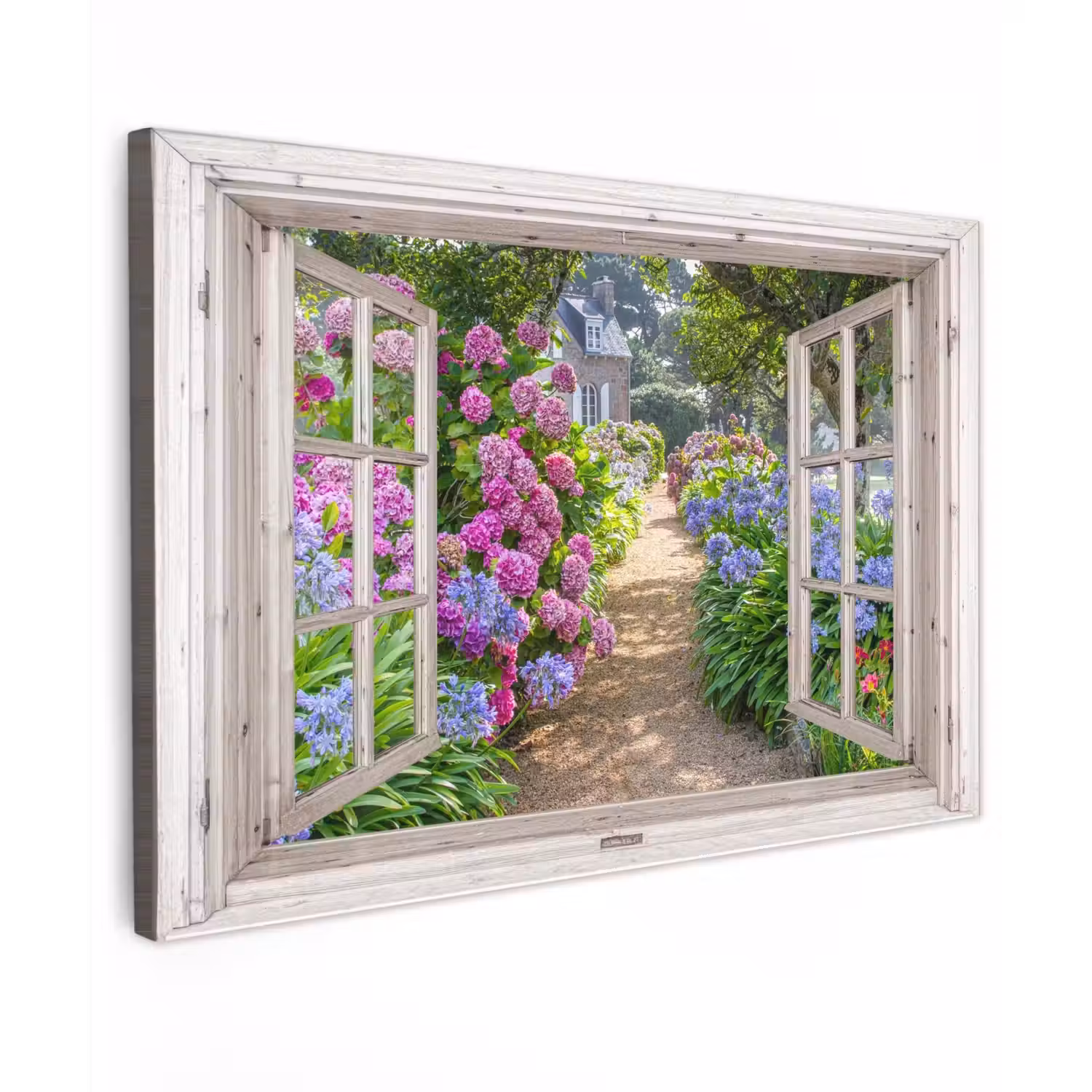 Hortensia - Doorkijk - Bloemen - Zomer - Paars - Pad canvas 2cm klein -z3d