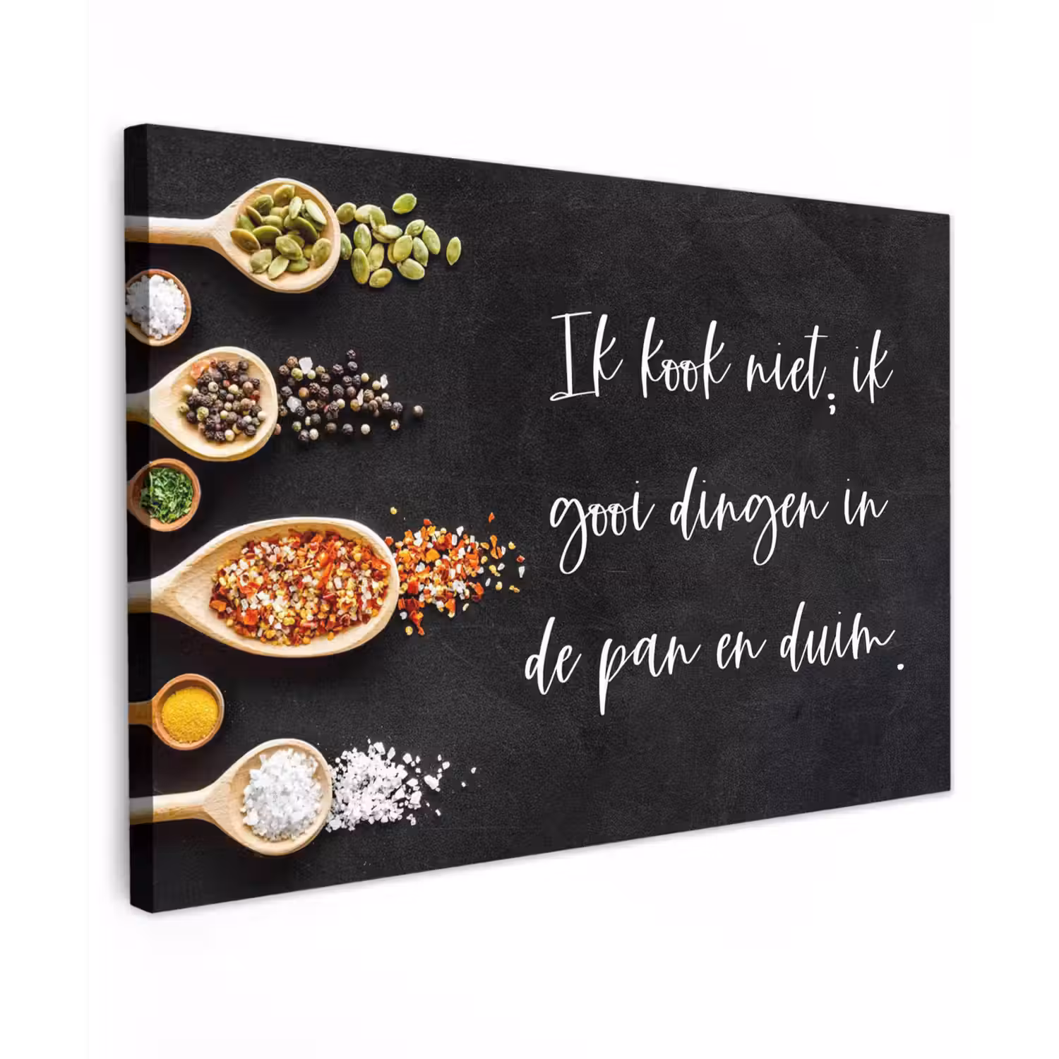 Ik gooi dingen in de pan en duim - Keuken - Quotes - Spreuken - Humor canvas 2cm klein -z3d