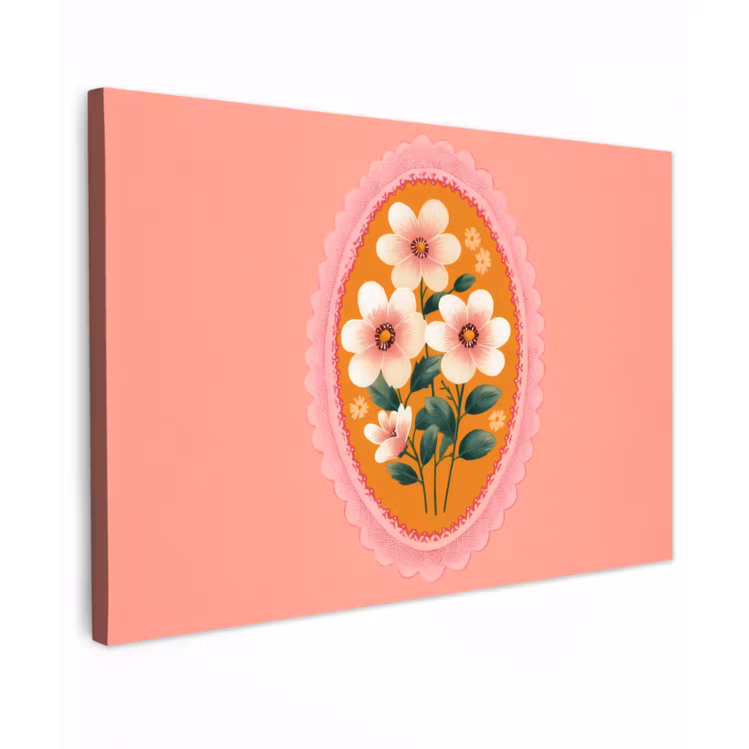 Illustratie - Bloemen - Rand - Roze canvas 2cm klein -z3d