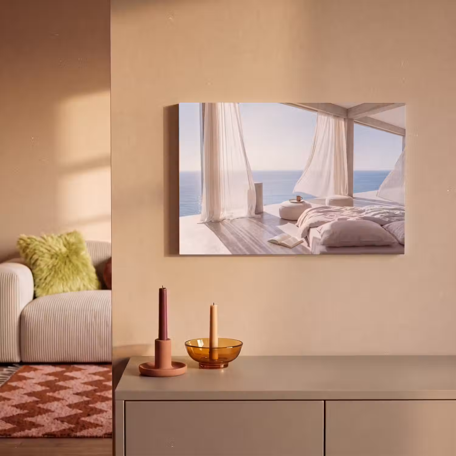 Interieur - Zeezicht - Modern - Rust - Beige canvas 2cm klein -sfeer1