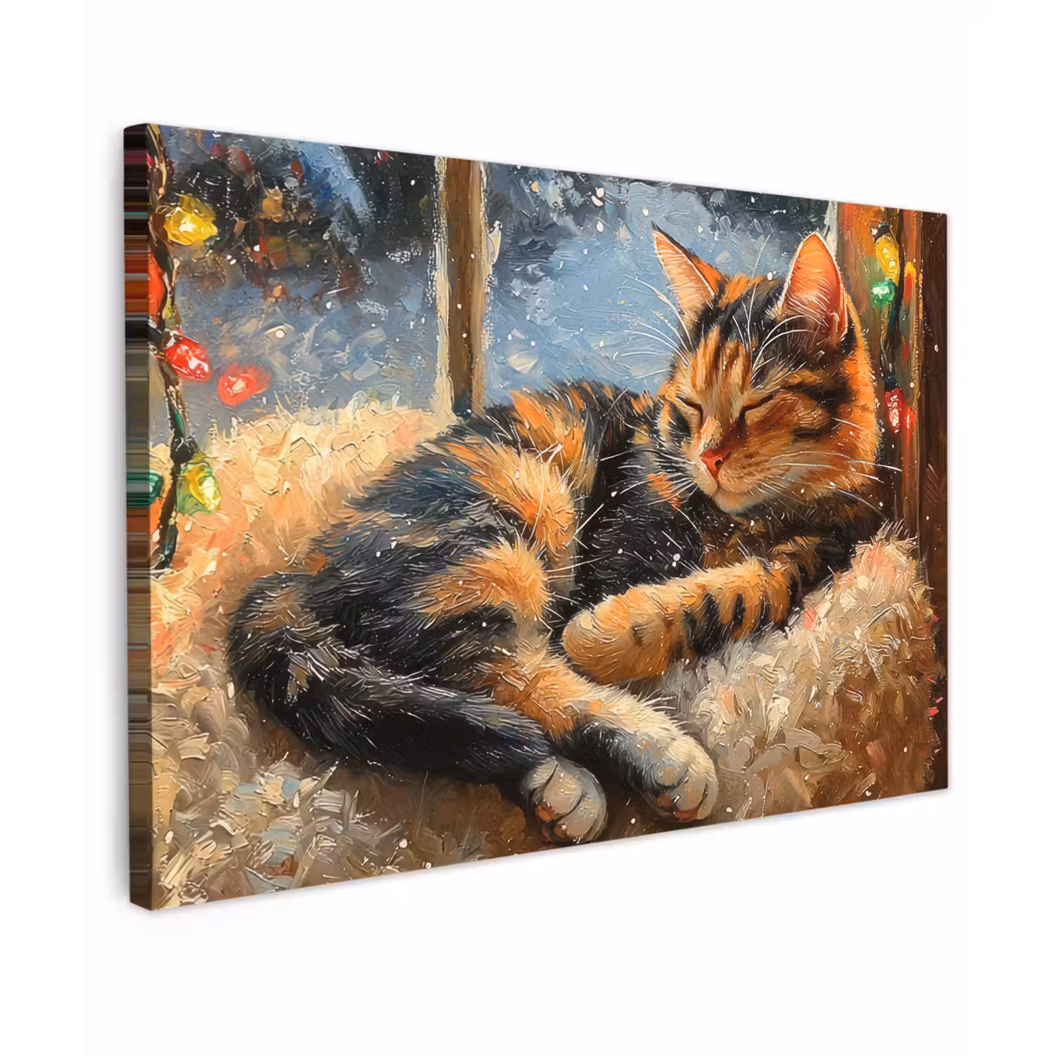 Kat - Kerst - Winter - Dier canvas 2cm klein -z3d