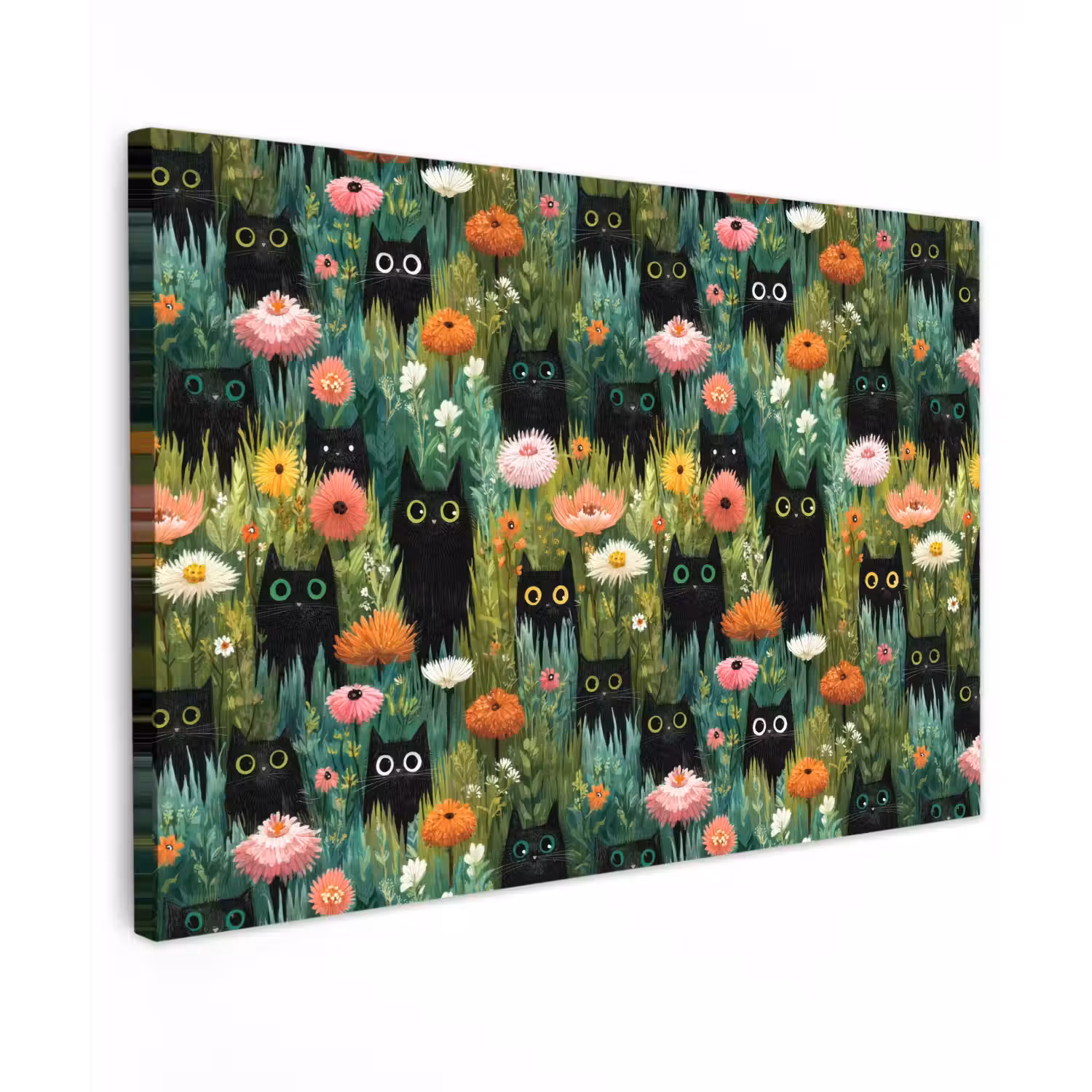 Katten - Bloemen - Kleurrijk canvas 2cm klein 34 -z3d