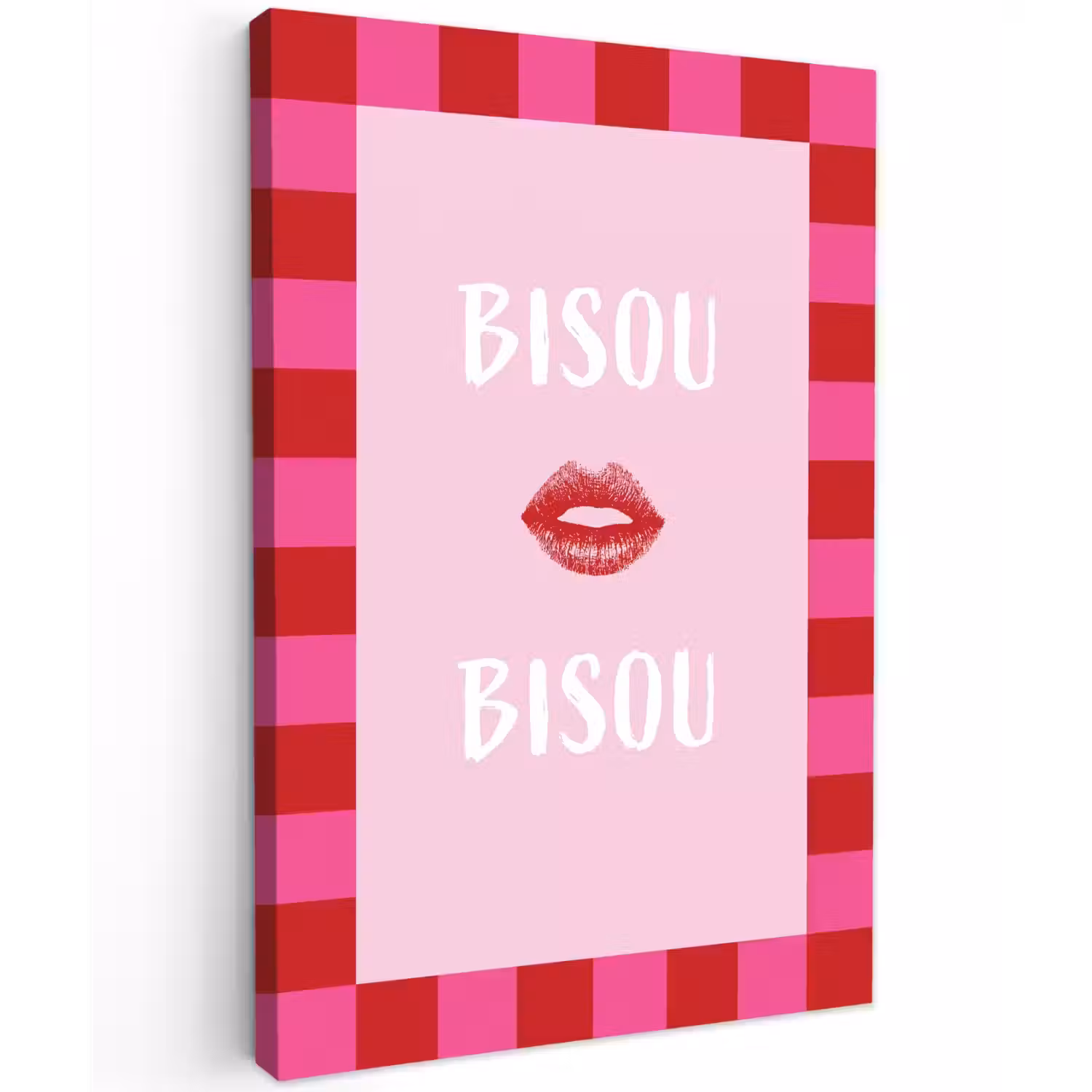 Kiss - Roze - Frans - Valentijn canvas 2cm klein -z3d