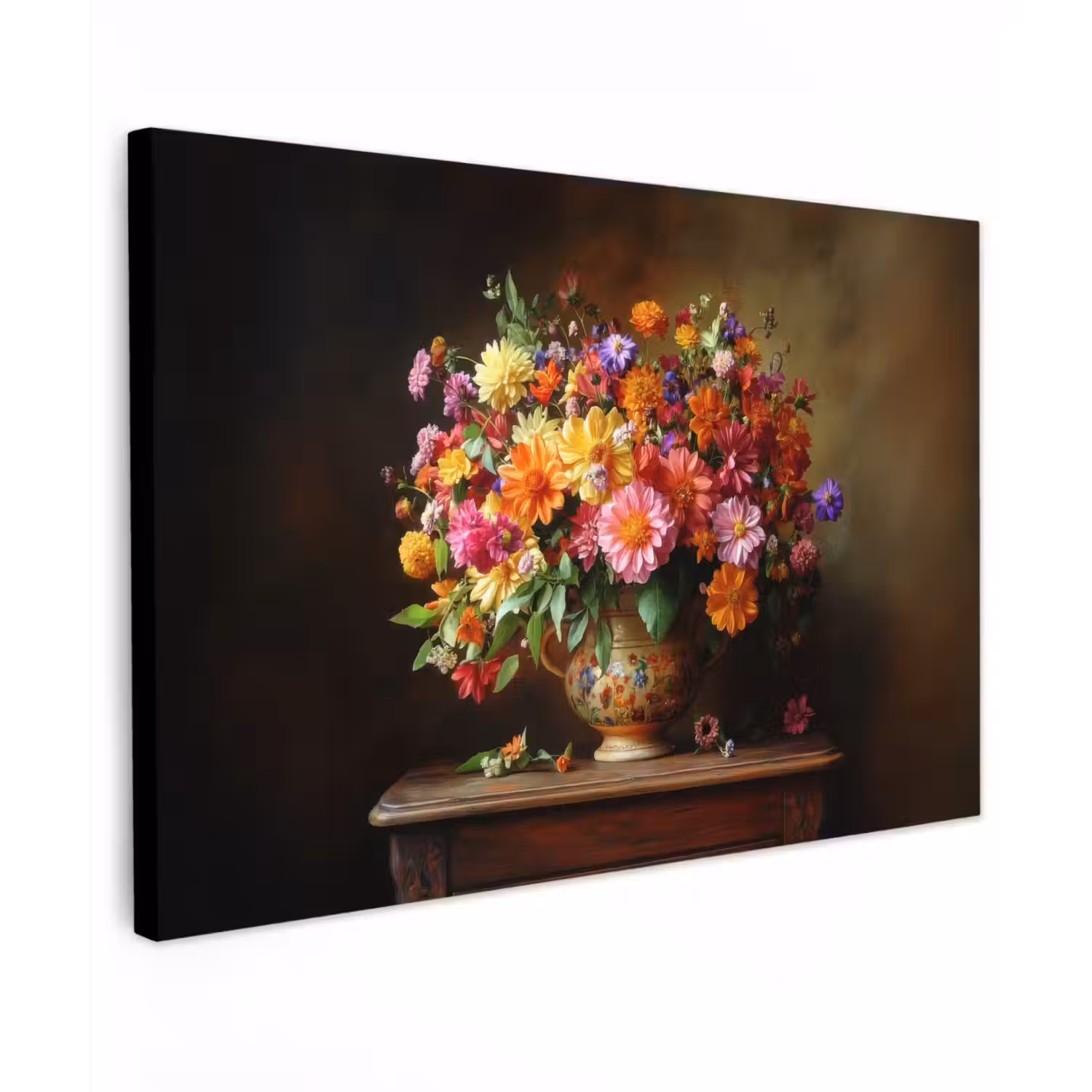 Kleuren - Boeket - Vaas - Hout canvas 2cm klein -z3d