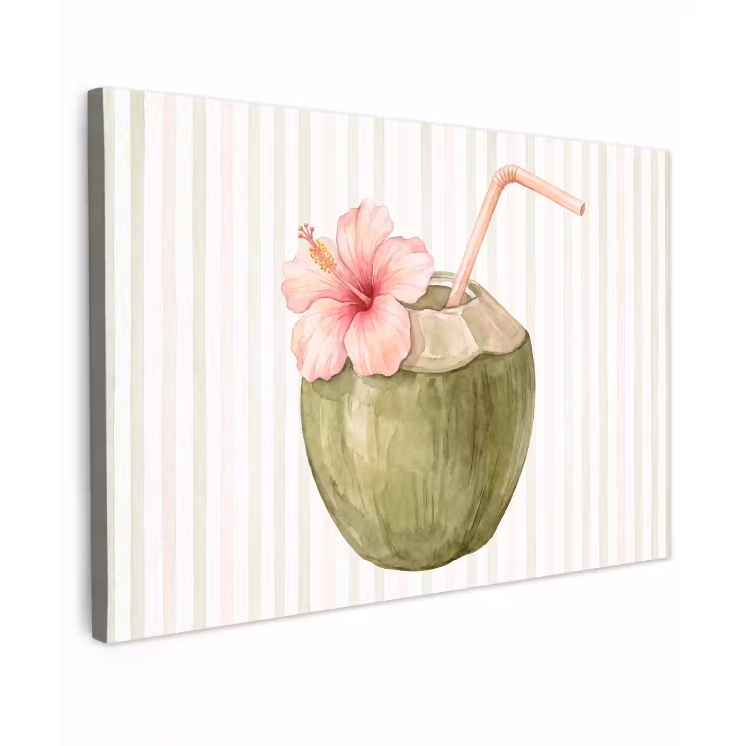 Kokosnoot - Drank - Tropisch - Illustratie - Zomer canvas 2cm klein -z3d