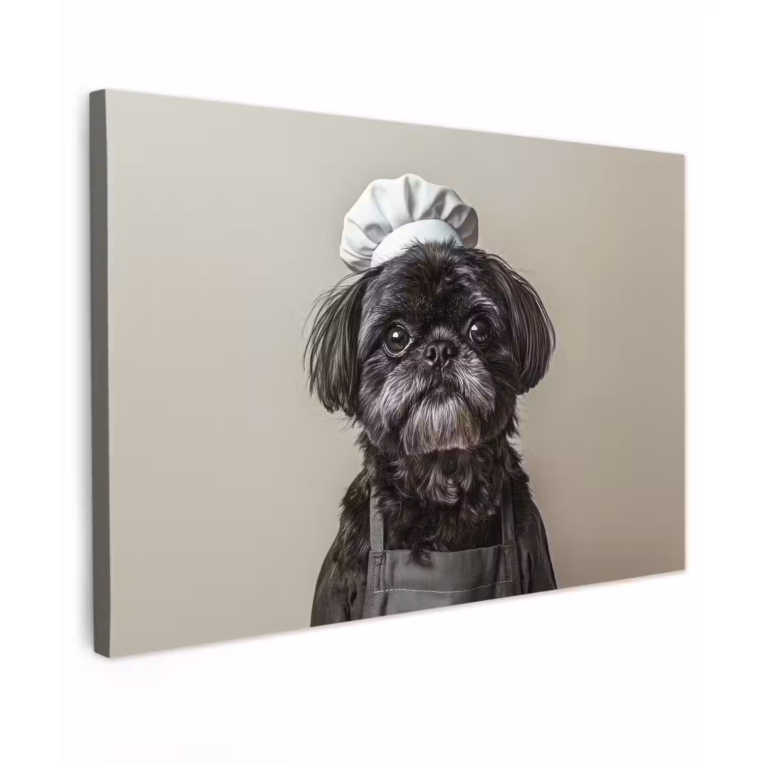 Kokskleding - Zwart - Hondje canvas 2cm klein -z3d