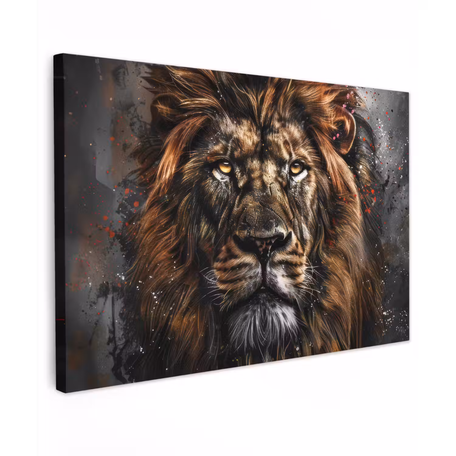 Leeuw - Dieren - Portret - Zwart - Luxe canvas 2cm klein -z3d