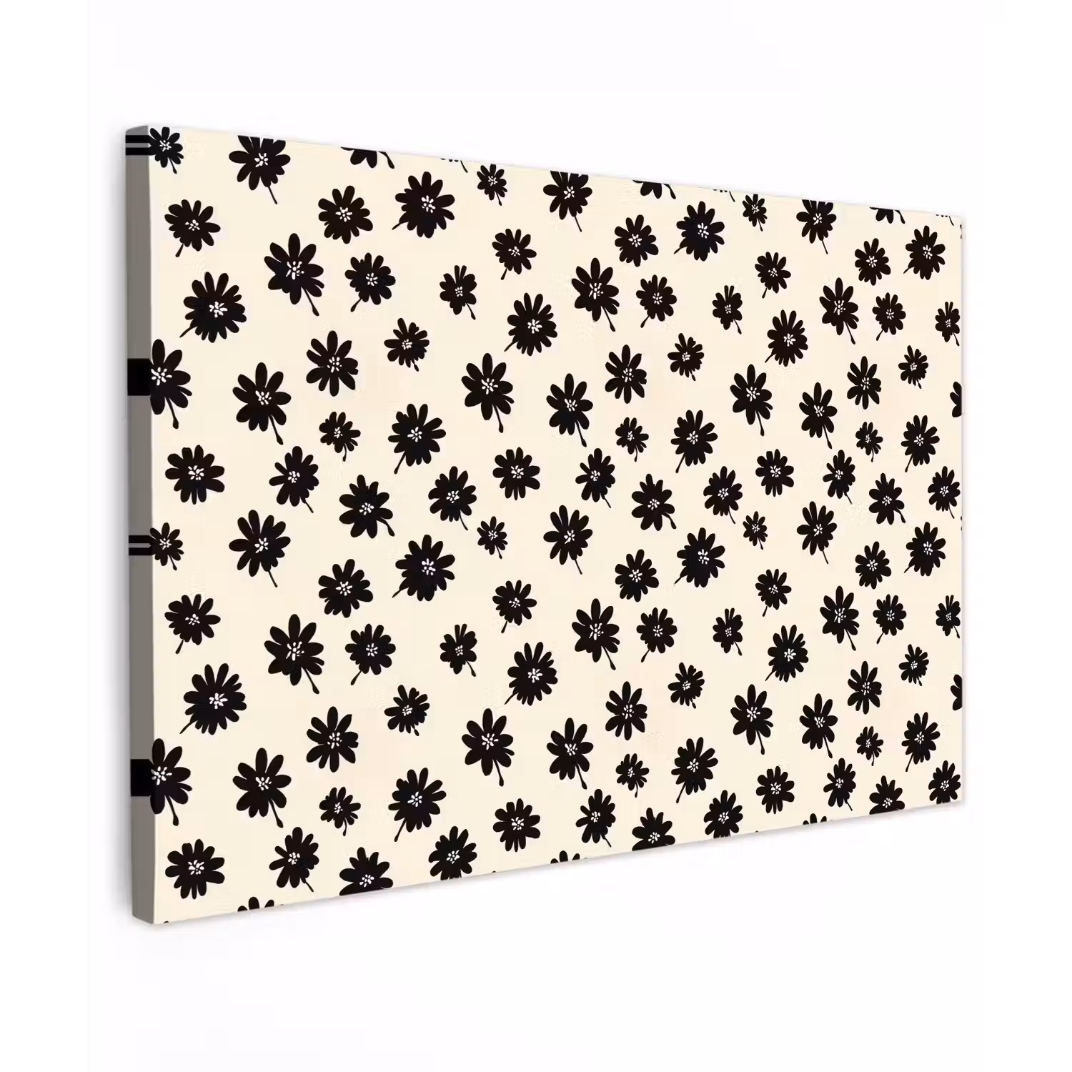 Madeliefjes - Grafisch - Zwart - Beige canvas 2cm klein 34 -z3d