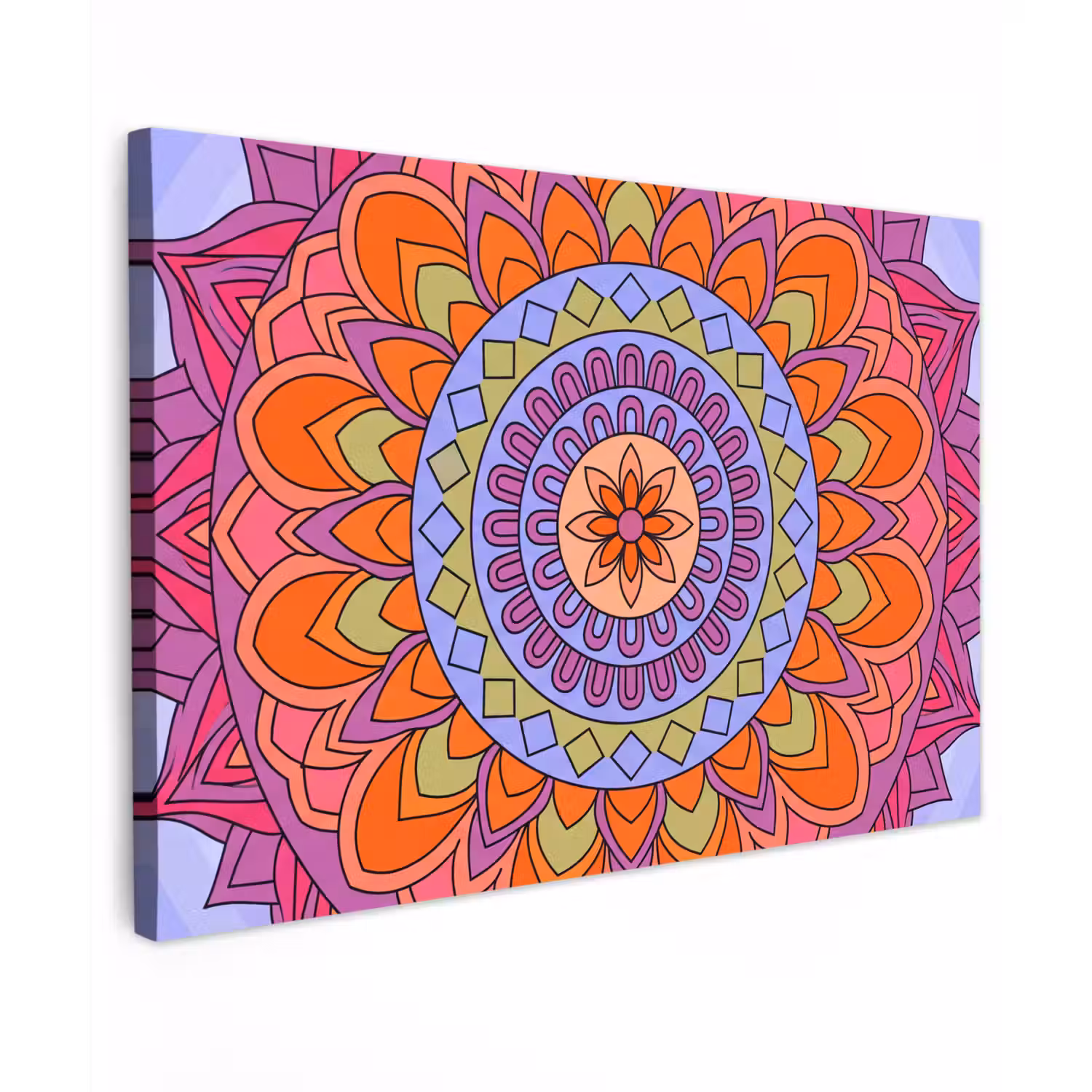 Mandala - Cirkel - Abstract - Kleurrijk - Patroon canvas 2cm klein -z3d