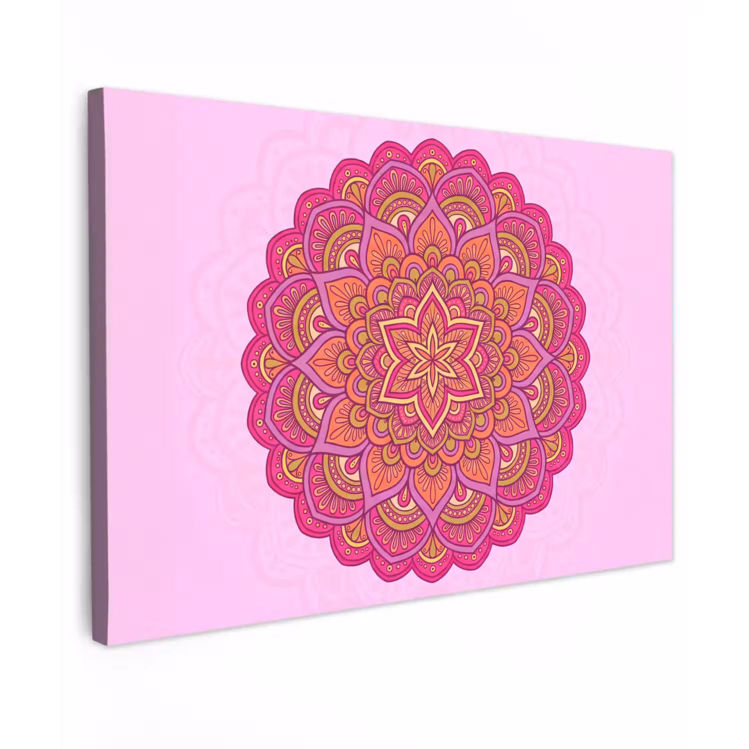 Mandala - Cirkel - Spiritueel - Oosters - Roze canvas 2cm klein -z3d