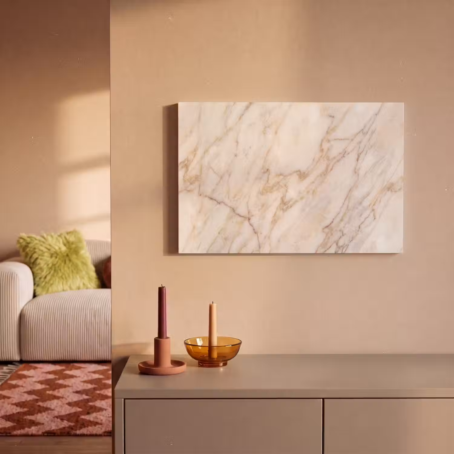 Marmer - Ader - Abstract - Wit - Goud canvas 2cm klein -sfeer1