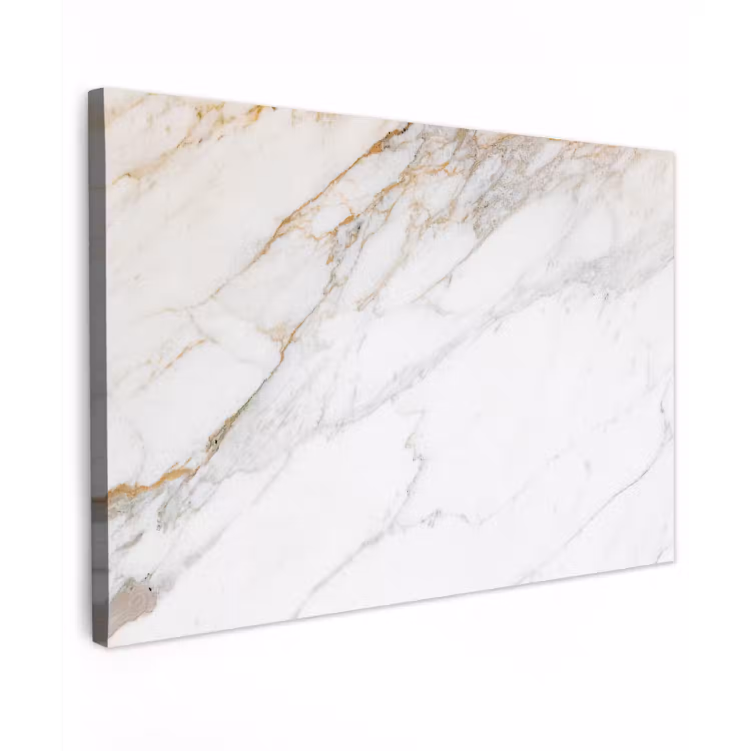 Marmer - Steen - Wit - Goud - Marmerlook - Steen - Luxe canvas 2cm klein -z3d