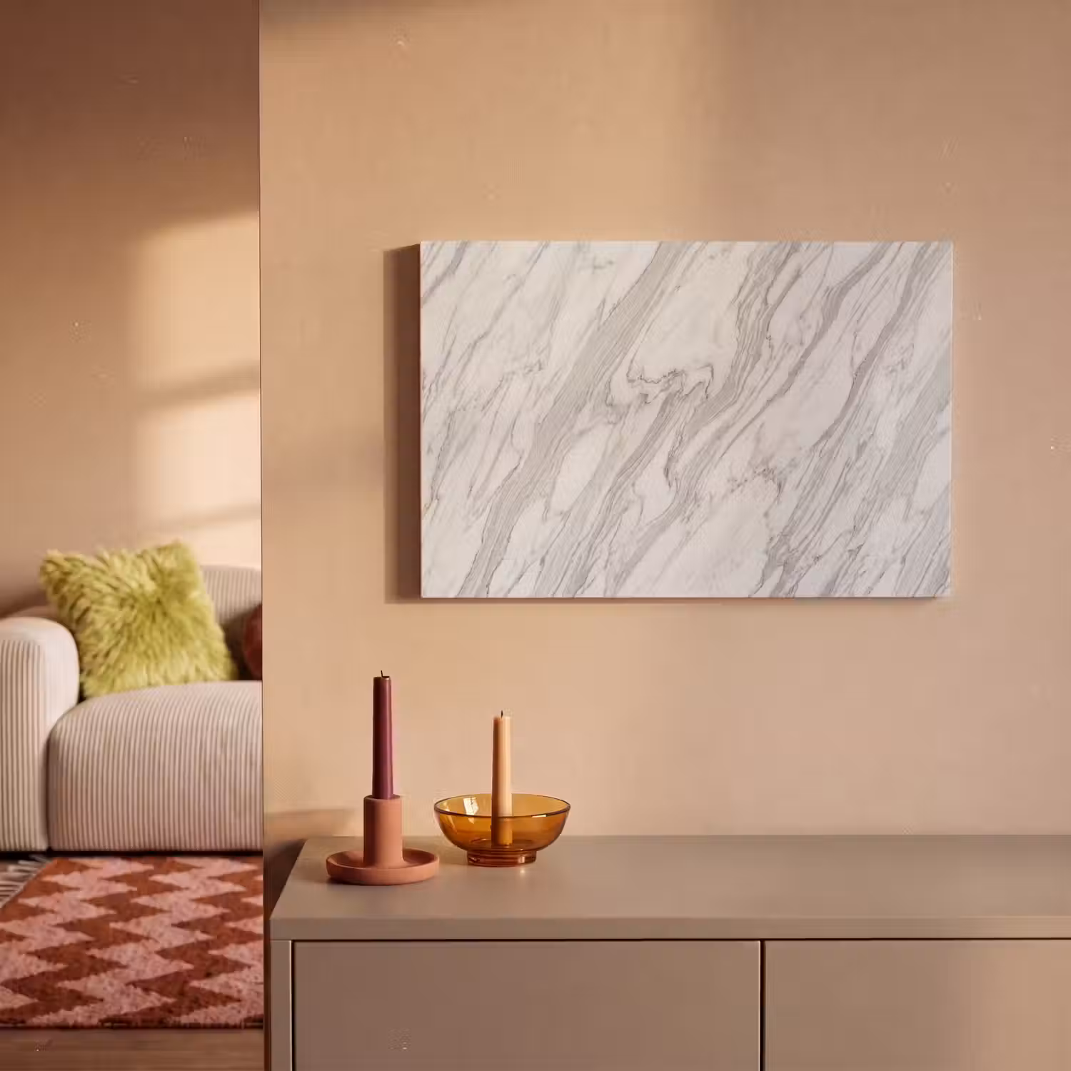 Marmer - Wit - Grijs - Structuur - Modern canvas 2cm klein -sfeer1