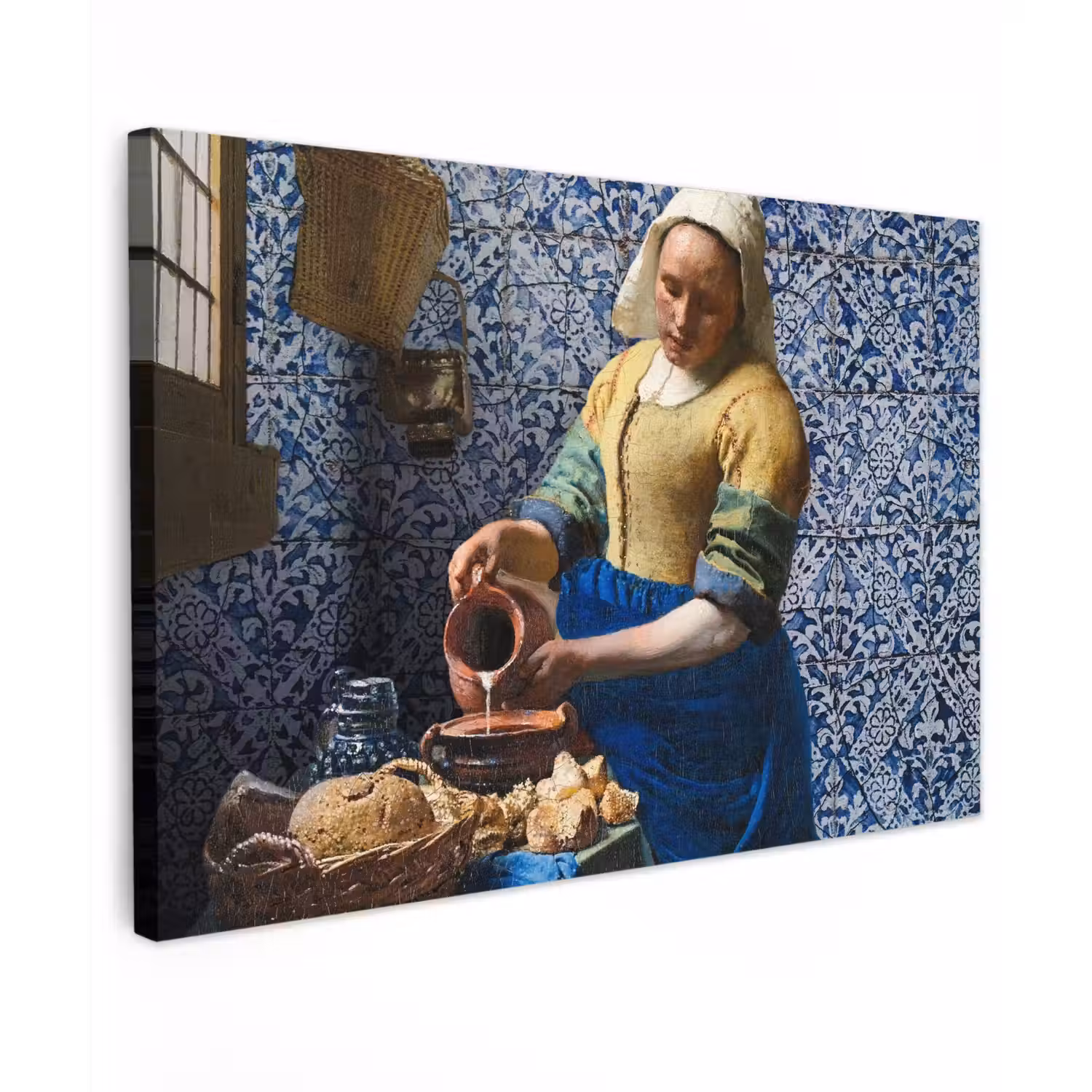 Melkmeisje - Delfts Blauw - Vermeer - Schilderij - Oude meesters canvas 2cm klein -z3d