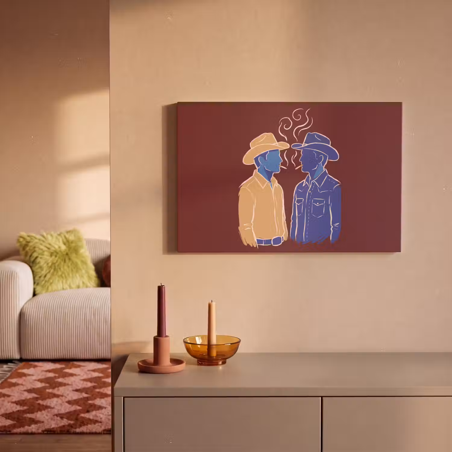 Mensen - Profiel - Sigaret - Abstract - Kunst canvas 2cm klein -sfeer1