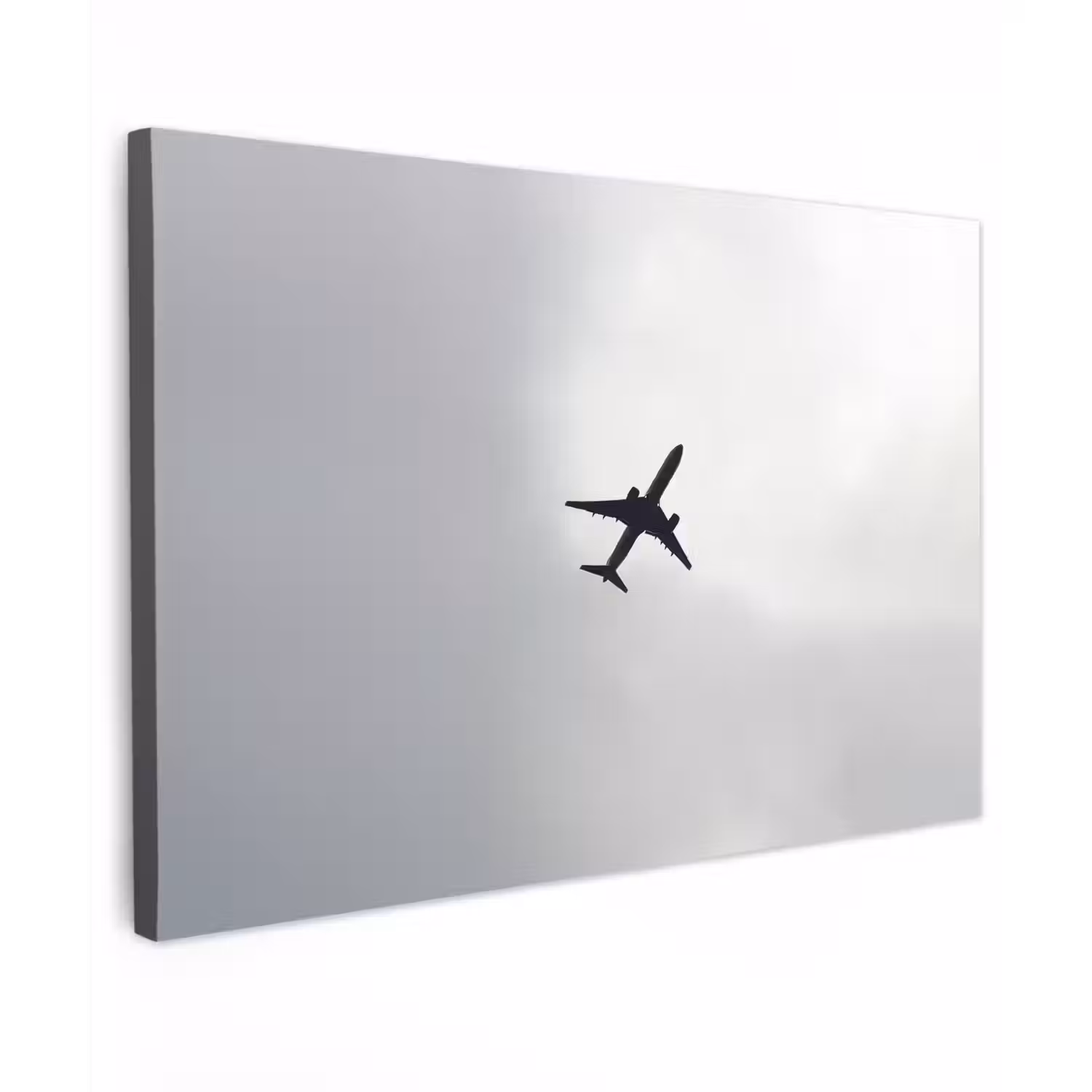 Minimalistisch - Silhouet - Zwart - Vliegtuig canvas 2cm klein -z3d