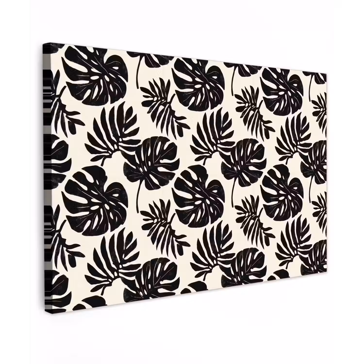 Modern - Monstera - Zwart canvas 2cm klein 34 -z3d
