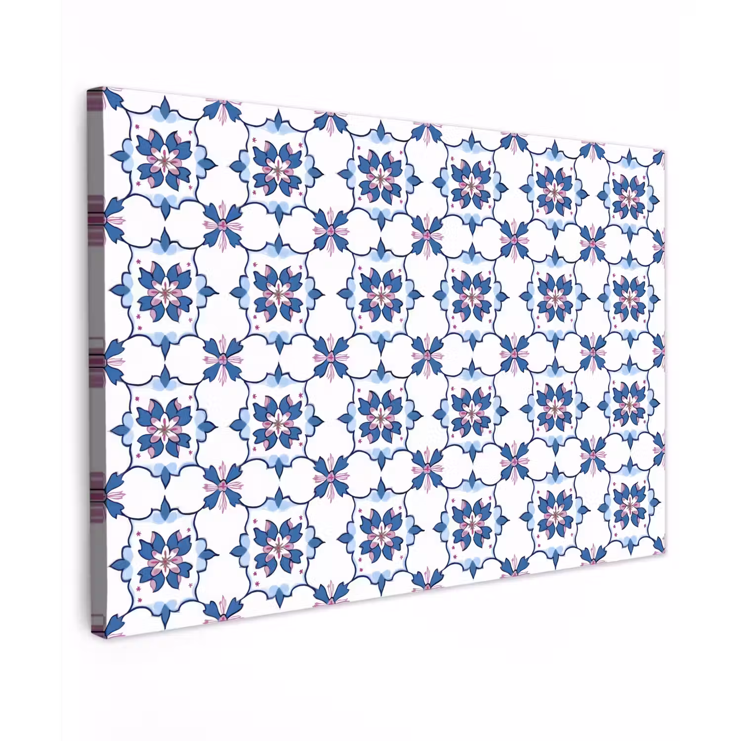 Modern - Patroon - Blauw - Roze canvas 2cm klein 34 -z3d