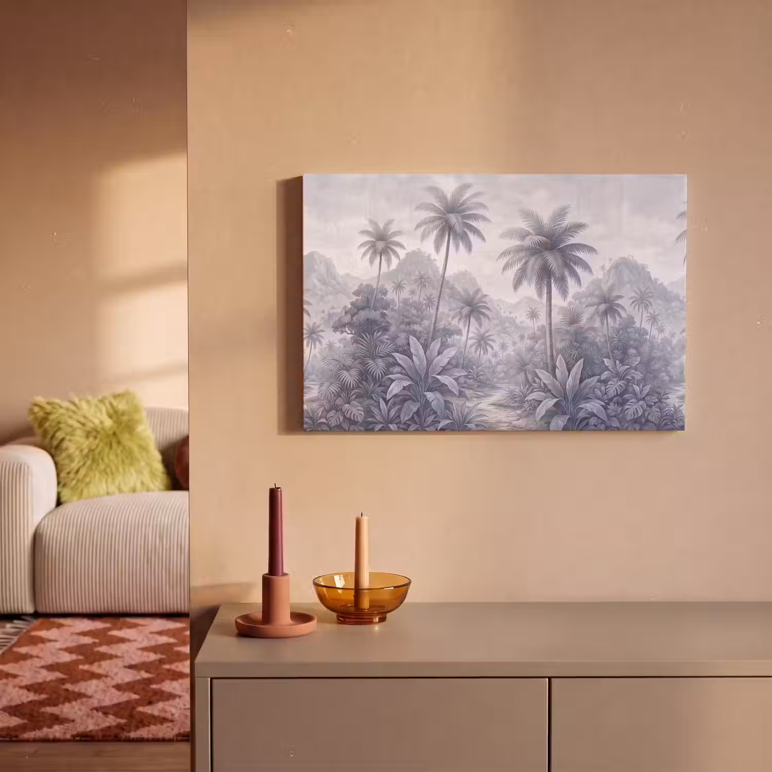 Natuur - Boom - Tropisch - Landschap - Blauw canvas 2cm klein -sfeer1