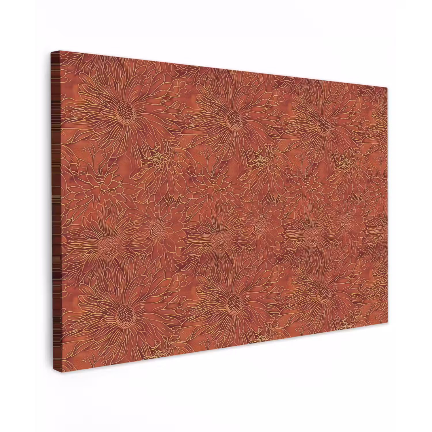 Oosters - Bloemen - Terracotta canvas 2cm klein 34 -z3d