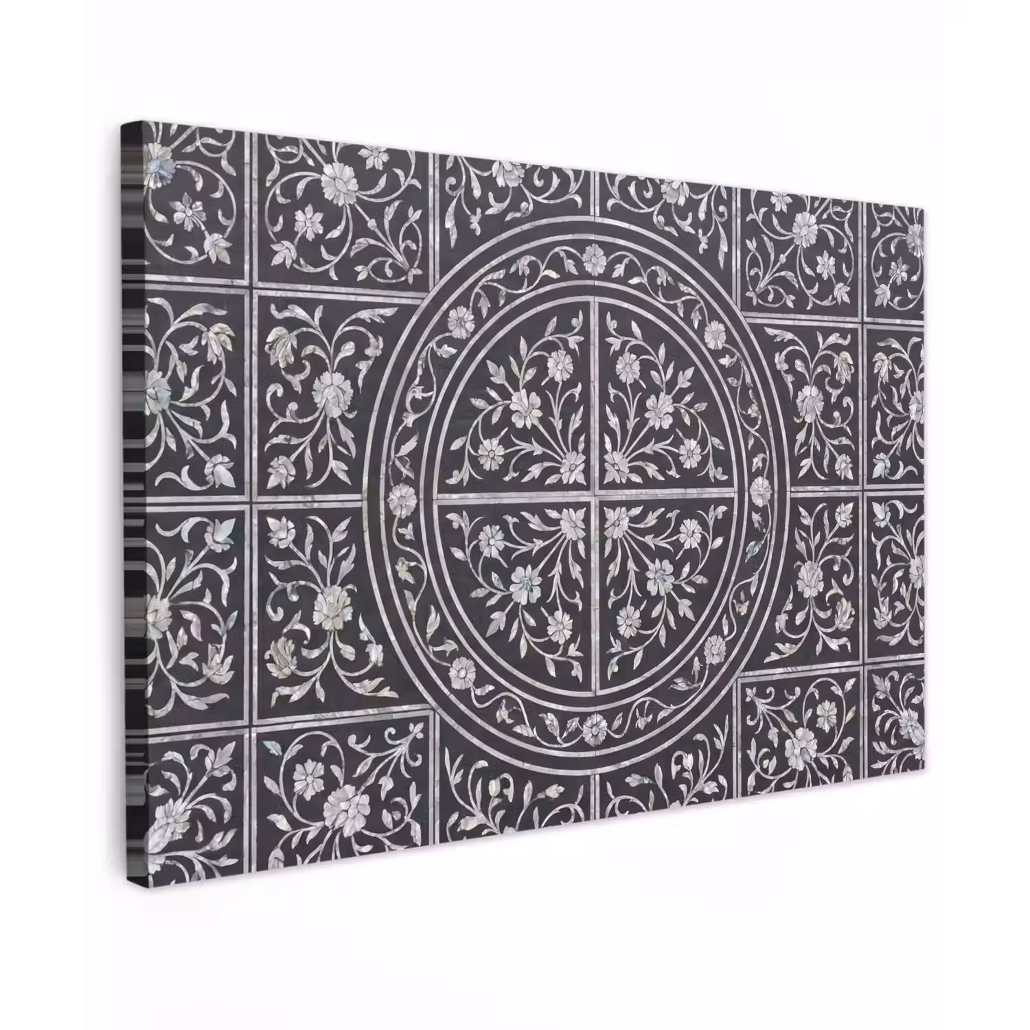 Patroon - Bloemmotief - Decoratie - Klassiek - Zwart canvas 2cm klein -z3d
