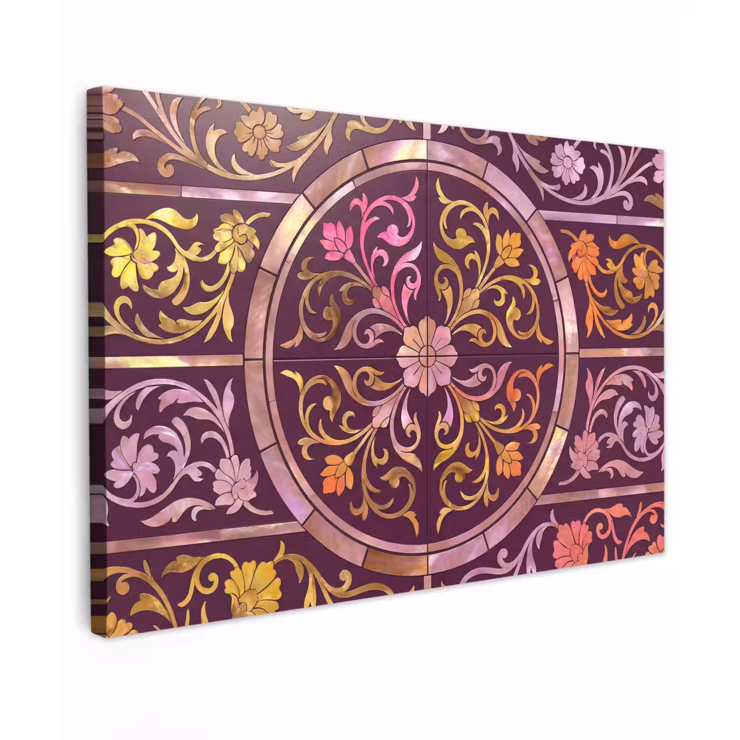 Patroon - Floraal - Oosters - Paars - Goud canvas 2cm klein -z3d