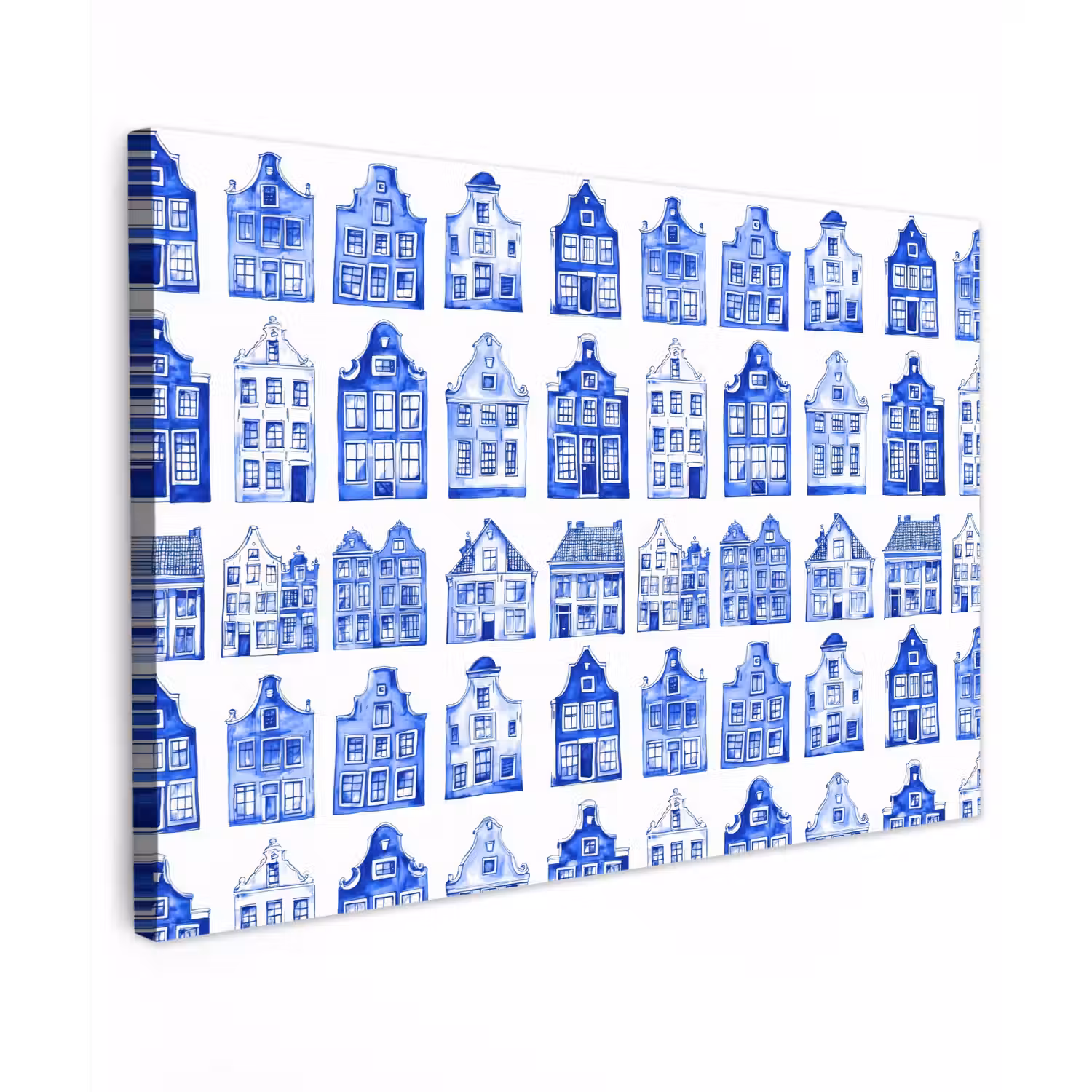 Patroon - Huizen - Blauw canvas 2cm klein 34 -z3d