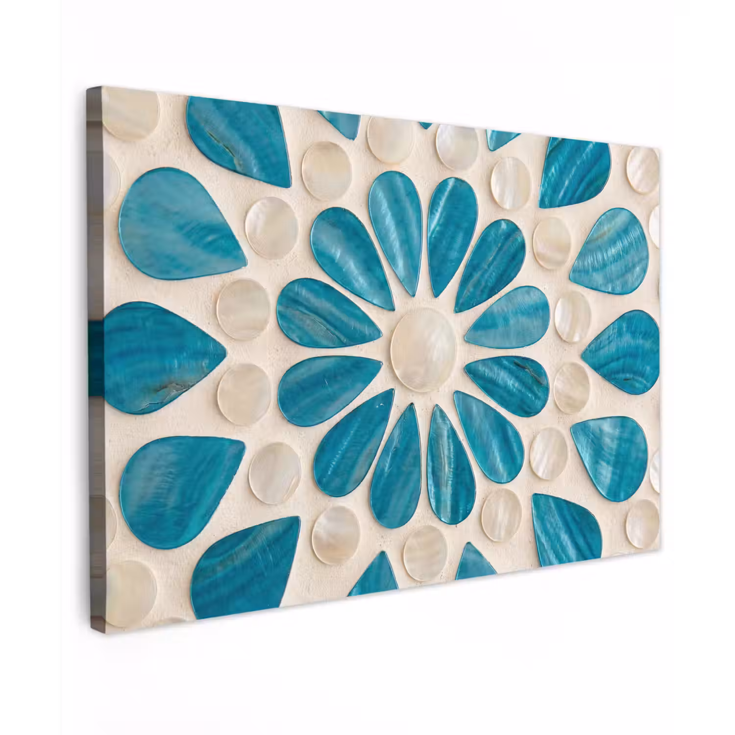 Patroon - Mozaïek - Schelpen - Abstract - Turquoise canvas 2cm klein -z3d