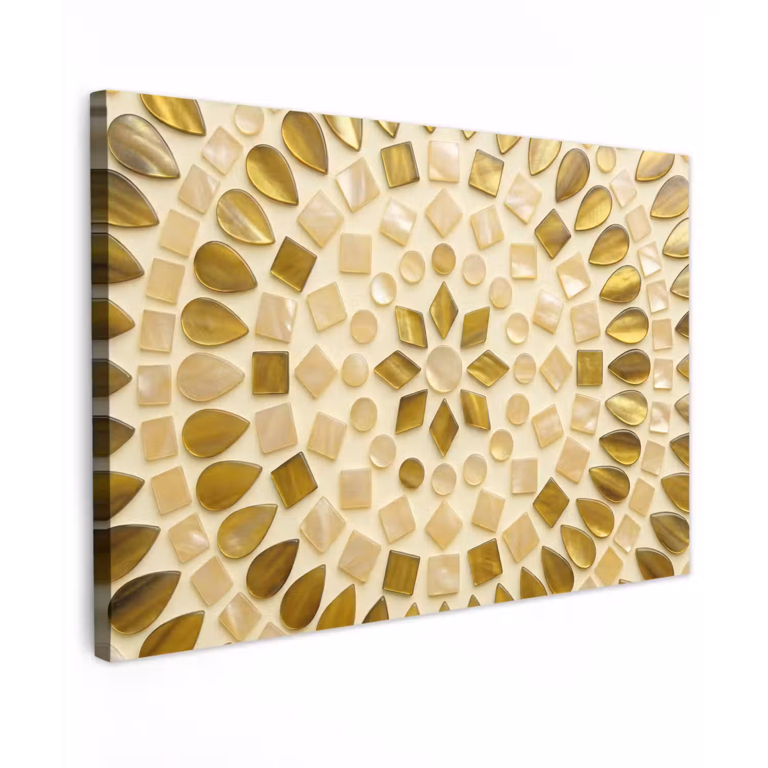 Patroon - Vormen - Mozaïek - Abstract - Goud canvas 2cm klein -z3d