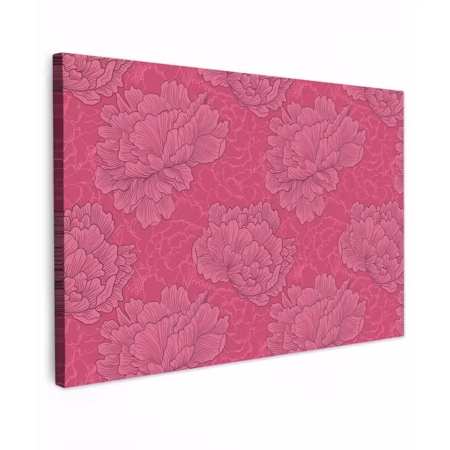 Pioenrozen - Energiek - Roze canvas 2cm klein 34 -z3d