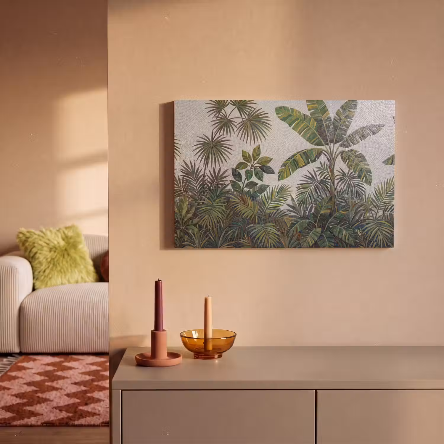 Planten - Tropisch - Mozaïek - Groen - Natuur canvas 2cm klein -sfeer1