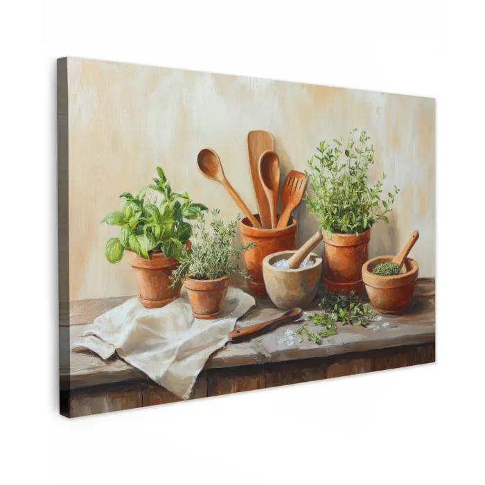 Potten - Kruiden - Hout canvas 2cm klein -z3d