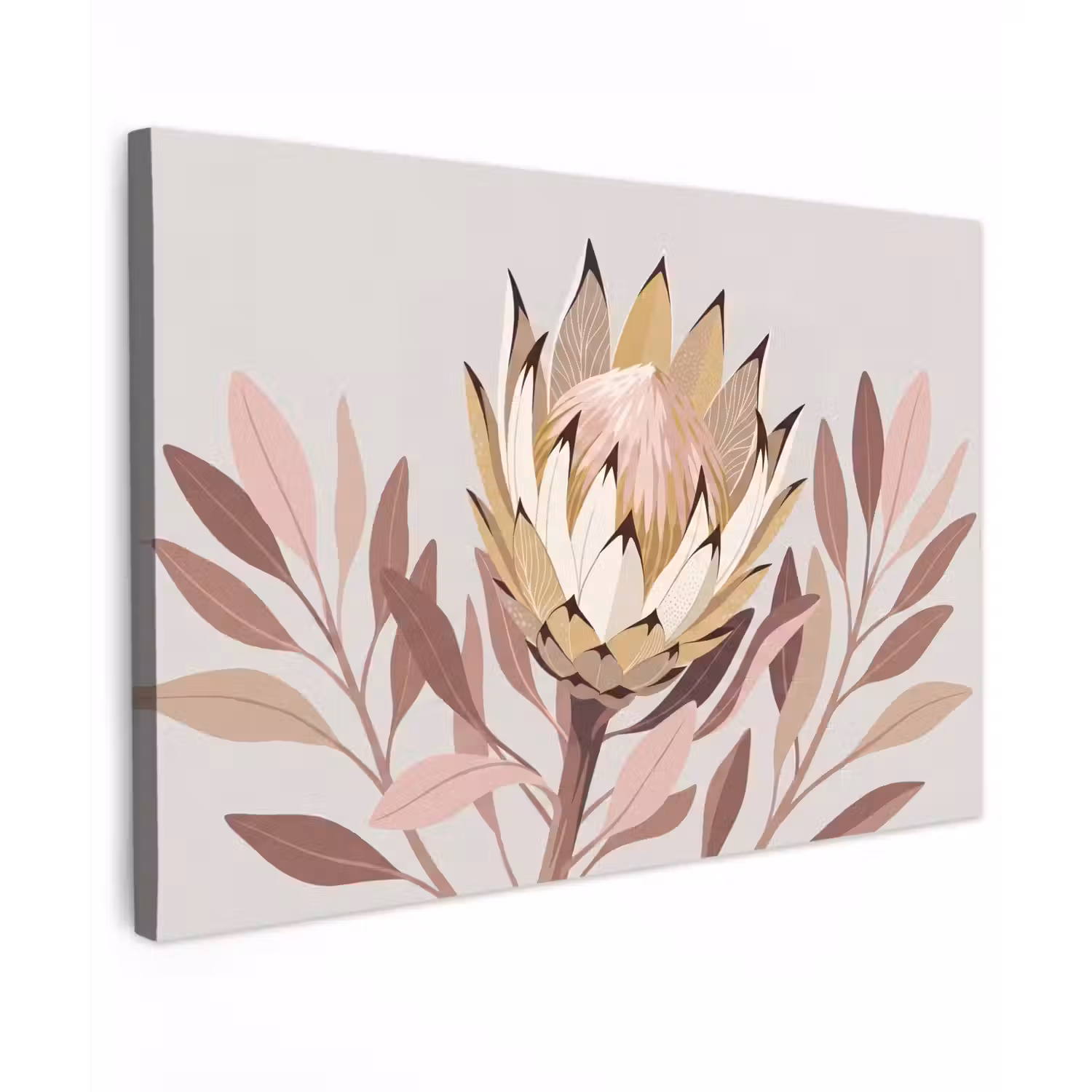 Protea - Bloem - Botanisch - Beige canvas 2cm klein -z3d