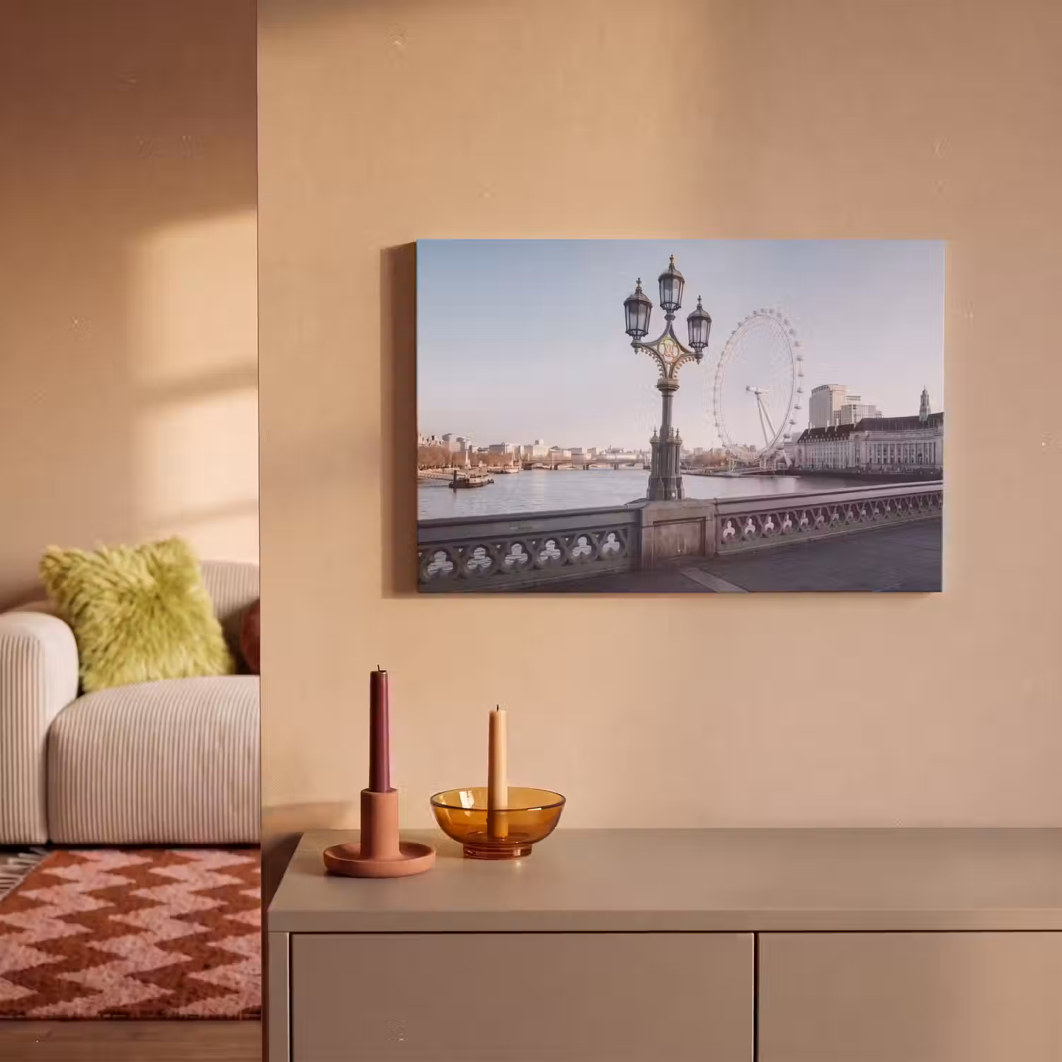 Reuzenrad - Londen - Stad - Architectuur - Brug canvas 2cm klein -sfeer1